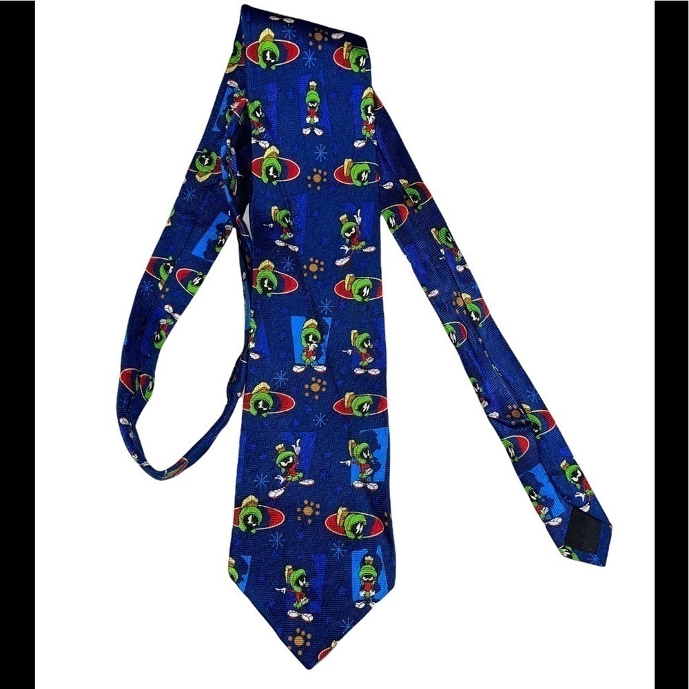 Vintage Classic Looney Tunes Silk Tie. Features Marvin The Martian - Picture 5 of 9